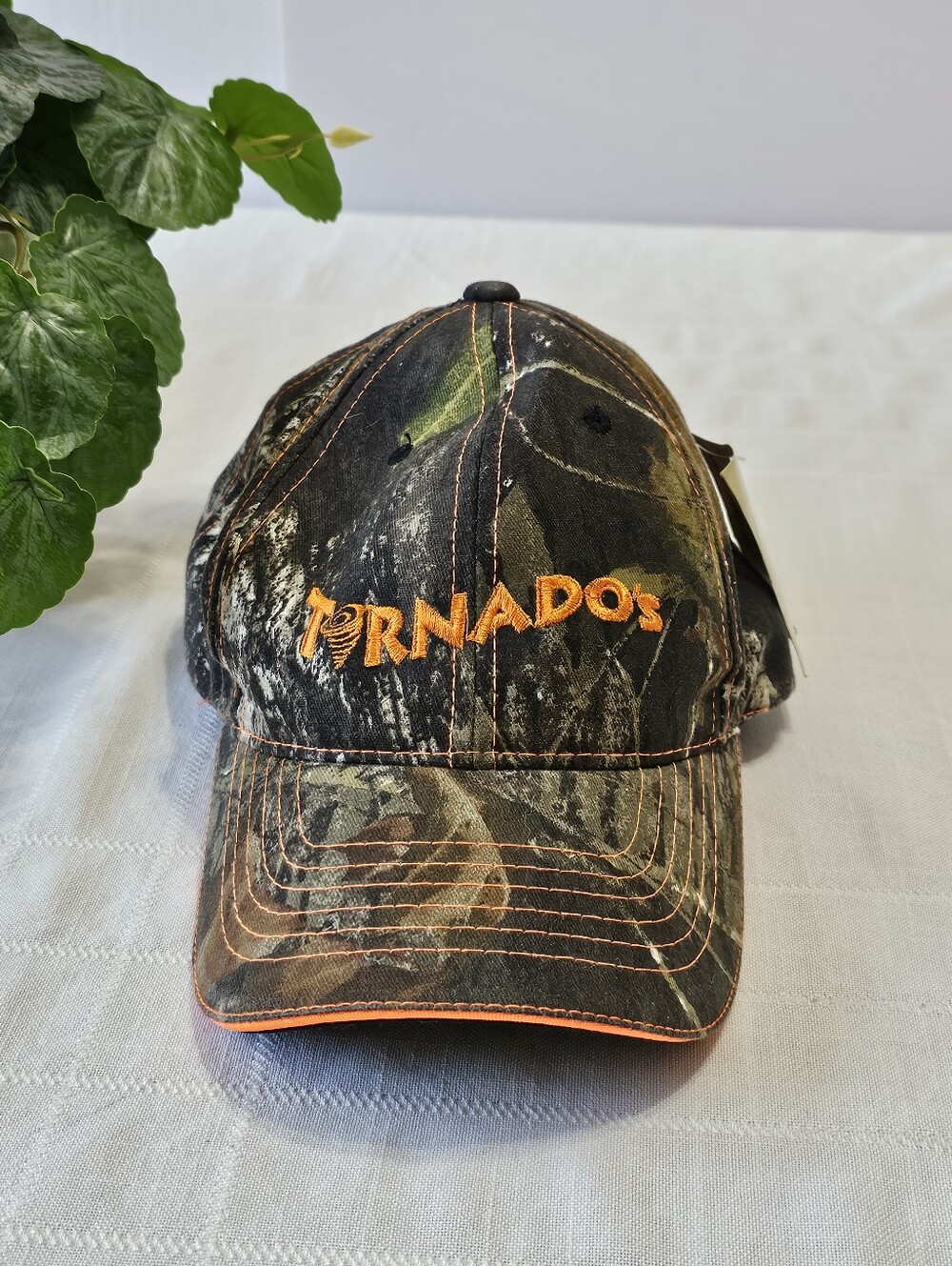 Mossy Oak Camo Cap with Orange Stitching